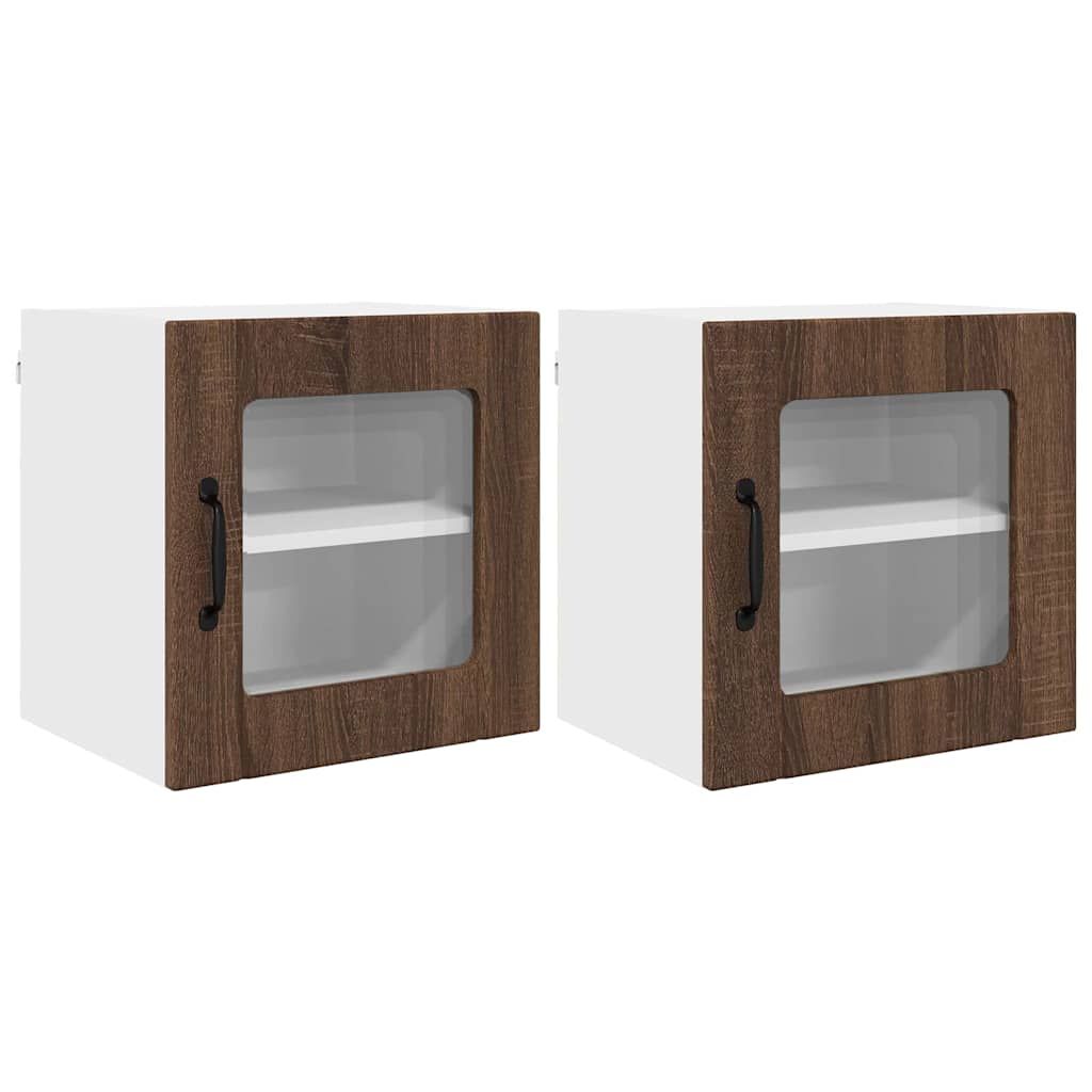 Küchenhängeschrank 2 pcs Braun Eichen-Optik 40 x 31 x 40 cm